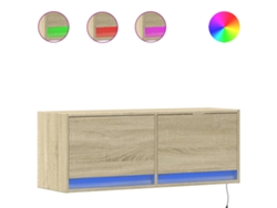 Mueble de pared con iluminación LED, Roble Sonoma, MAISON EXCLUSIVE (100x31x35 cm)