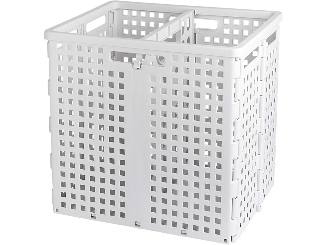 Cesta de ropa plegable con asa, 2 compartimentos