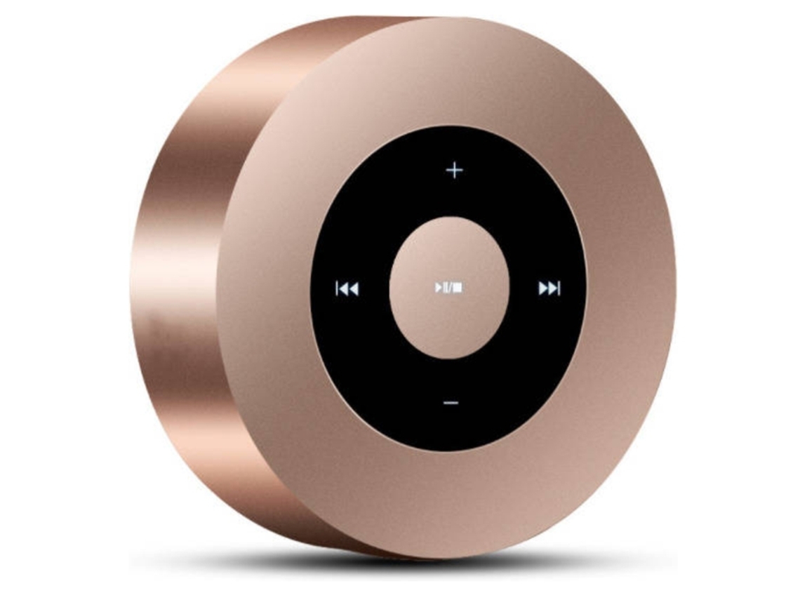 Altavoz Bluetooth portátil, mini altavoz Bluetooth pequeño con ranura para tarjeta SD y entrada auxiliar de 3,5 mm para teléfono móvil, dorado Chennnls