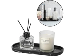 Bandeja Para Velas Con Efecto Mármol Negro Y Base Decorativa De Silicona.