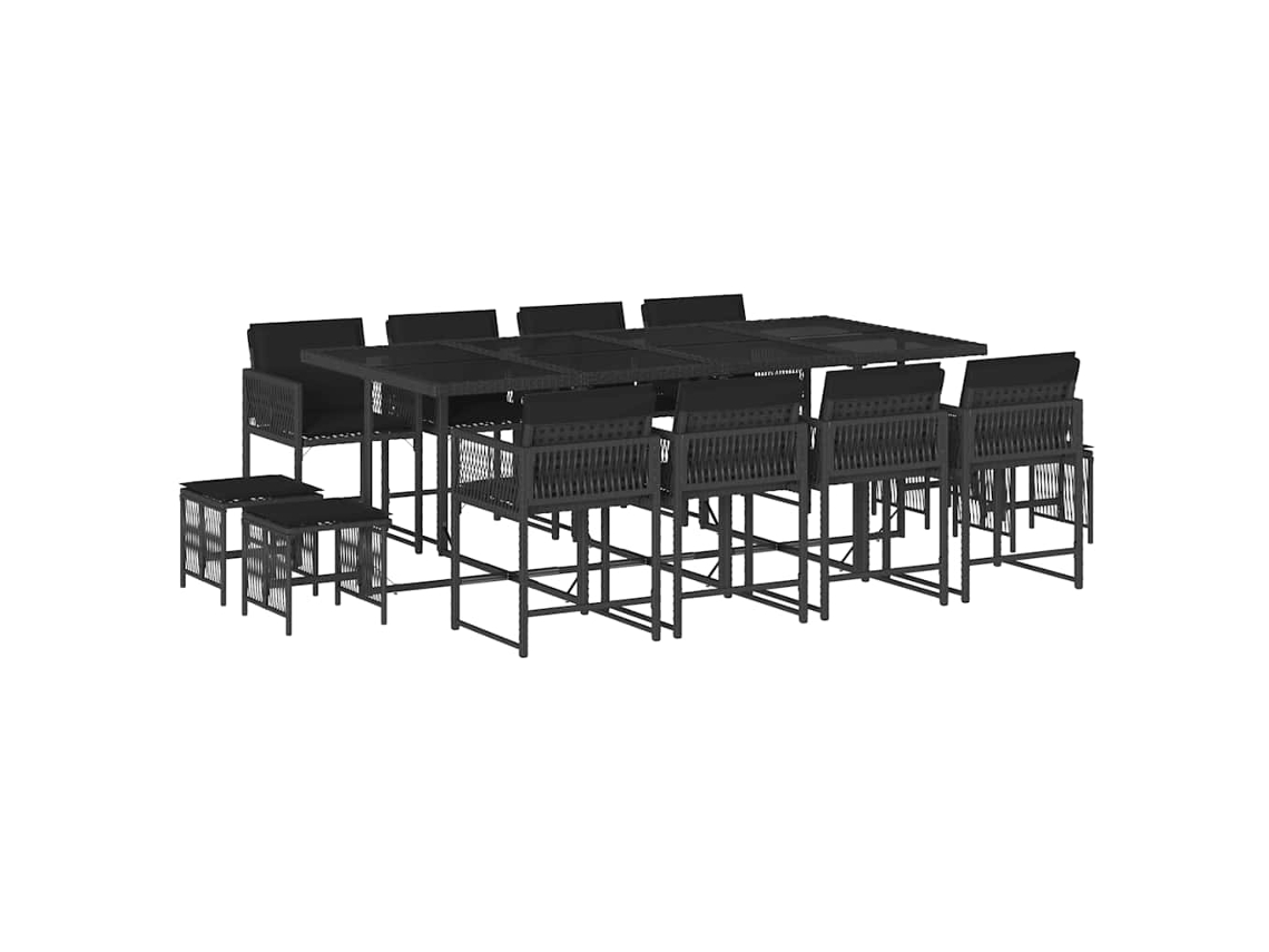 Maison Exclusive - Set Comedor De Jardín Con Cojines 13 Pzas Ratán Sintético Negro