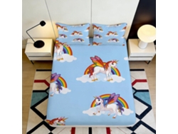 Juego de ropa de cama de microfibra Unicornio con funda de almohada 200x25 cm