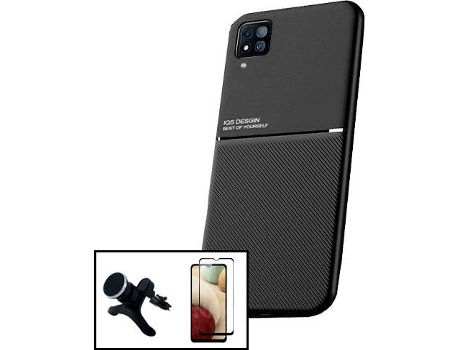 Carcasa + Protector + Soporte Magnético Reforzado Samsung Galaxy A12 PHONECARE Magnetic Lux Negro