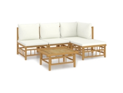 Maison Exclusive - Set De Muebles De Jardín 5 Piezas Bambú Y Cojines Blanco Crema