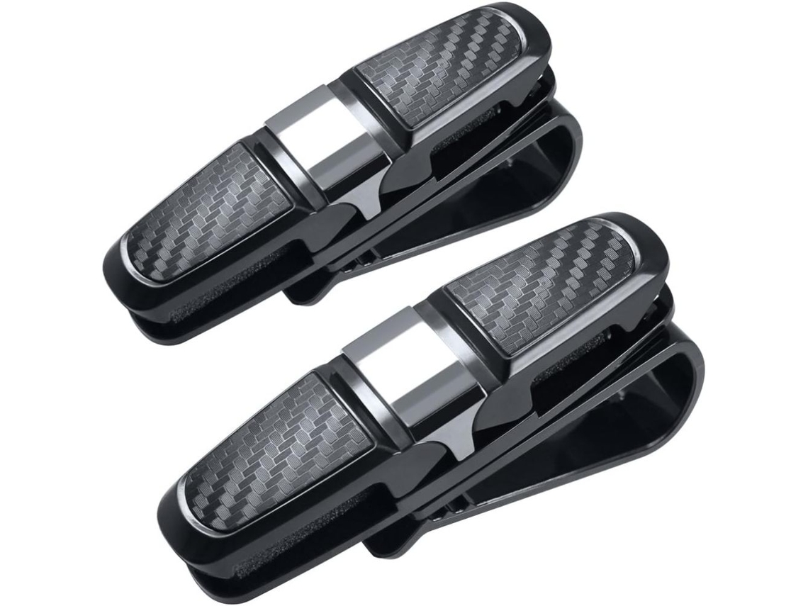 RNEMITERY Soportes para gafas de coche, clip giratorio de 180 grados con doble extremo y esponja protectora para visera, compatibilidad universal, clip para gaf
