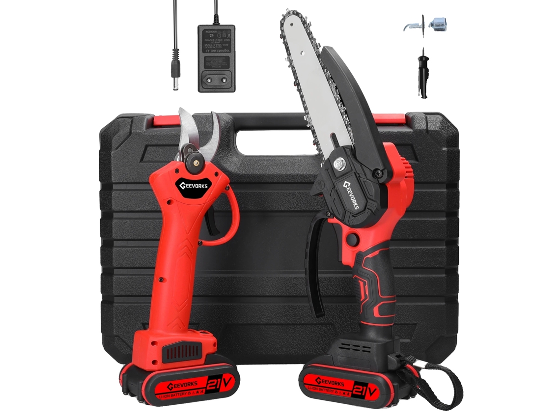 Motosierra eléctrica inalámbrica de 21 V y 6 pulgadas, color rojo, tijeras de podar OEM