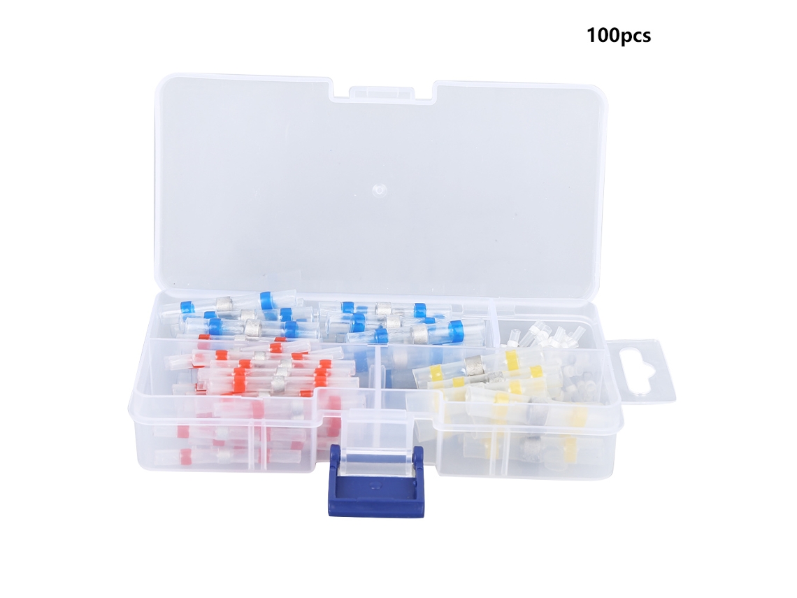 Kit De 100 Terminales De Soldadura Termorretráctiles, Impermeables Y Aislados Para Cables.