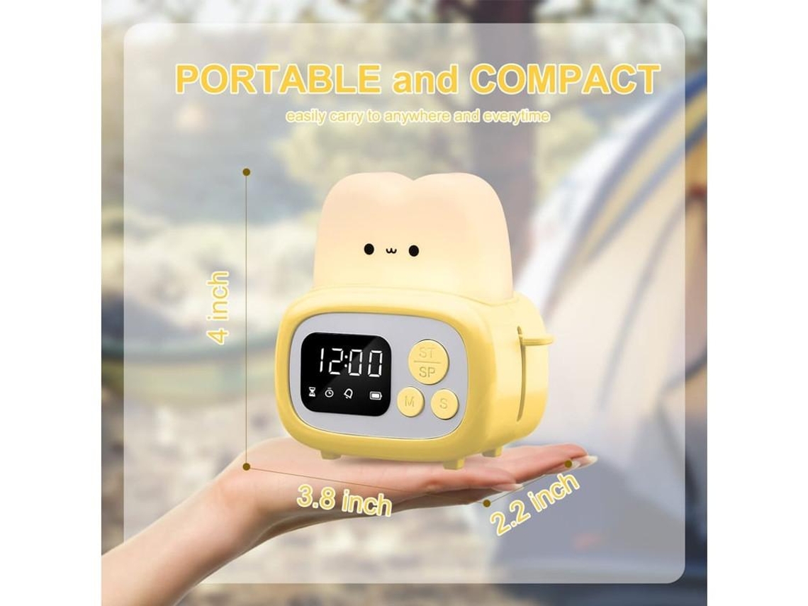 Temporizador Bonito Con Reloj Y Luz Nocturna Lámpara En Formato De Mini Tostadora Con Despertador Led Temporizador Para Niños Y Adultos Yizhood