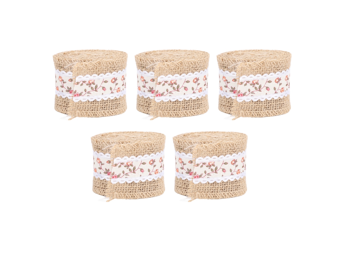 5 Rollos De Cinta Rústica De Yute De 5 Cm, Malla De Lino, Decoración Navideña, Regalos Hechos A Mano