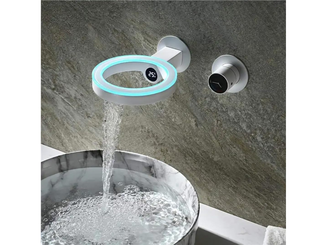 Grifo De Lavabo Con Indicador De Temperatura Y Luz