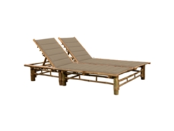 Tumbona con cojines Mueble para patio Asiento de jardín para 2 personas bambú
