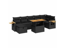 Conjunto 5 De Sofá De Jardín VIDAXL Negro Poli Ratán