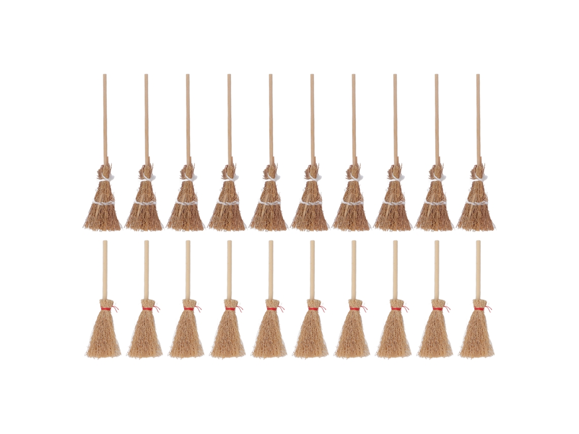 20 Mini Escobas De Bruja De Bambú De 14 Cm Y 10 Cm De Paja, Hechas A Mano, Ideales Para Halloween, Cosplay Y Fiestas Escolares.
