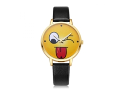 Reloj Analógico De Muñeca Con Cuerda Pu, Movimiento De Cuarzo, Caja De Aleación, Negro