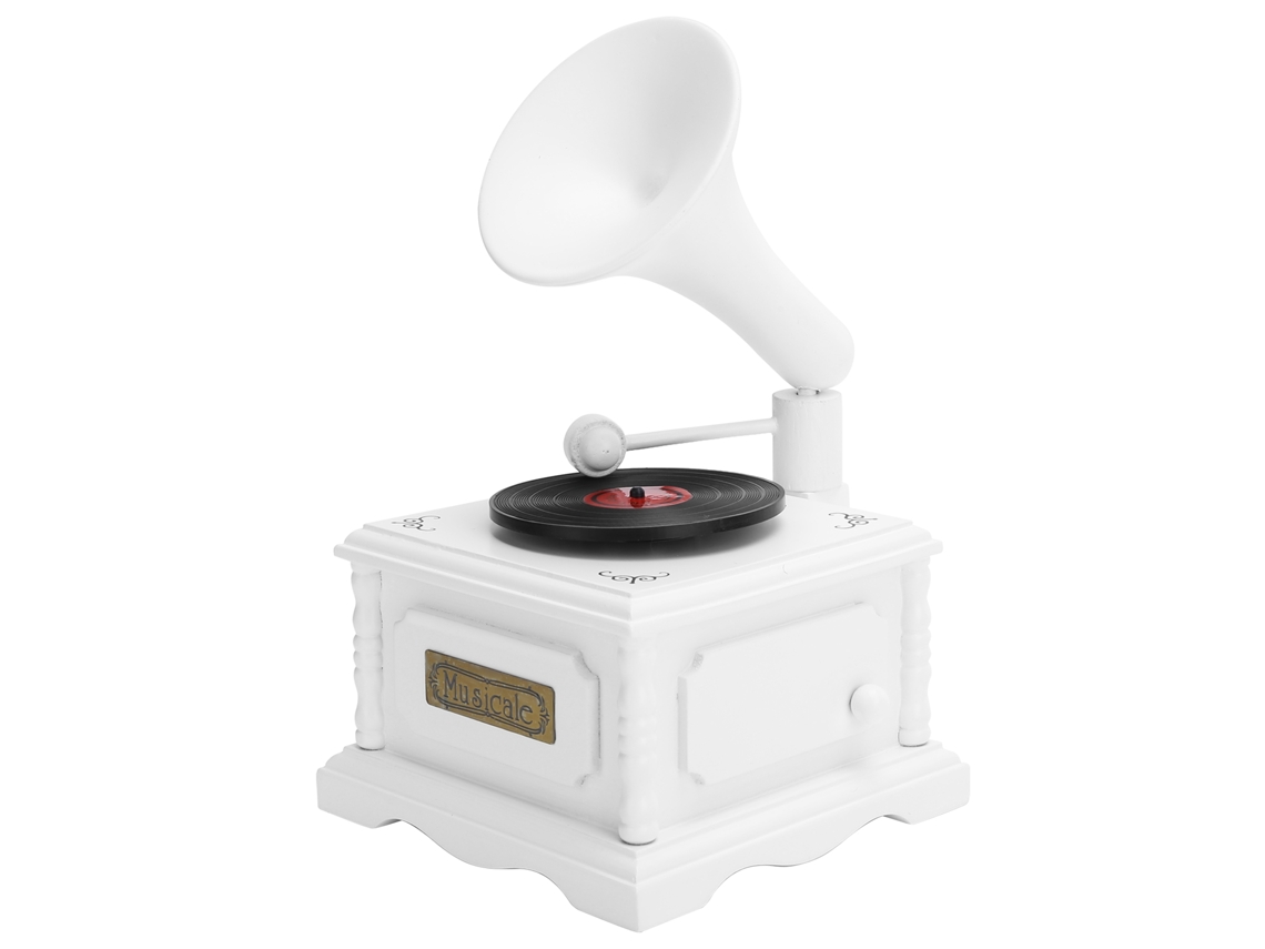 Caja de reloj musical de madera antigua