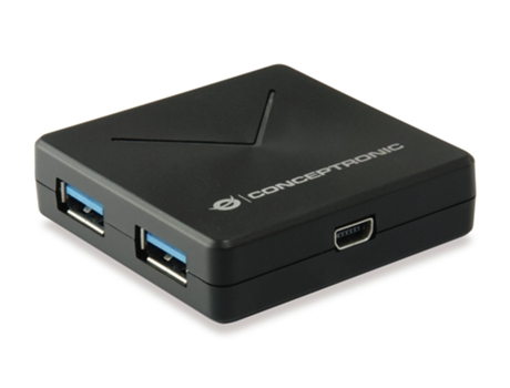 Concentrador de Interfaz CONCEPTRONIC Hubbies02B USB 3.2 Gen 1 3.1 Gen 1 Mini-B 5000 Mbit/S Negro
