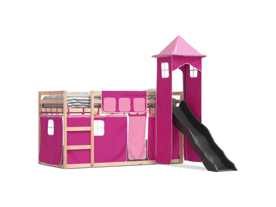 Litera Con Tobogán Y Cortinas 90x190 Cm Rosa Dkd Home Decor