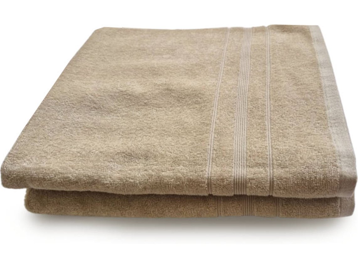Juego de 2 sábanas de baño ONÍRICA Ibiza Beige 100x150cm, 100% Algodón 450gr/m²
