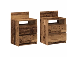 Juego de 2 mesitas de noche con 2 cajones, madera antigua, MAISON EXCLUSIVE (40x33x60 cm)