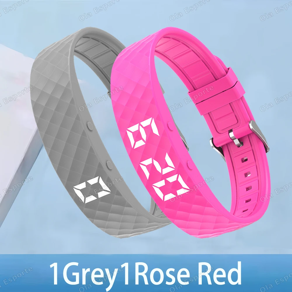 (1 Gris, 1 Rojo) Monitor De Actividad Física Con Alarma Por Vibración, Monitorización Del Sueño Y Podómetro.