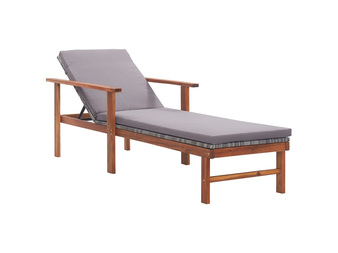 Tumbona con cojín en mimbre y madera de acacia gris DKD HOME DECOR