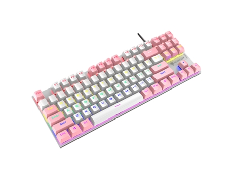 K80 Teclado mecánico de 87 teclas Interruptor azul Ergonómico Antideslizante Mezcla sensible Retroiluminación de color a juego Teclado USB para jue...