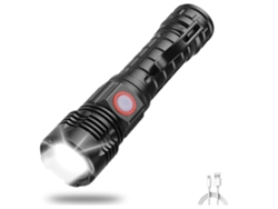 Linterna LED Xhp50 Antorcha portátil recargable de 800 lúmenes con 5 modos de linterna con zoom Impermeable Negro YEMAESRE