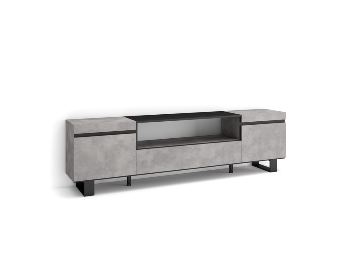 Mueble de TV SKRAUT HOME para TVs hasta 80'' (Gris - Melamina - 200x35x57 cm)