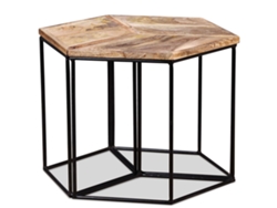 Mesa de centro de madera maciza de mango, 56x48x40 cm, HARLANV1