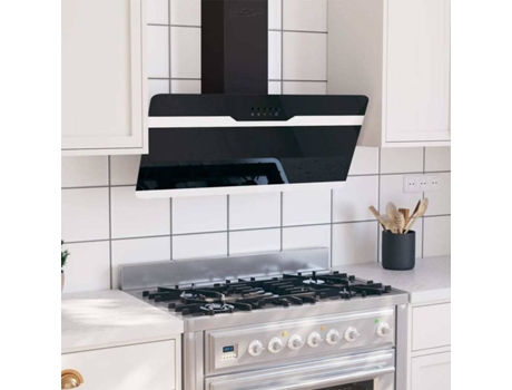 vidaXL Campana extractora pared acero y vidrio templado negro 90 cm