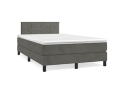 Cama Box Spring Con Colchón Terciopelo Gris Oscuro 120x190 Cm