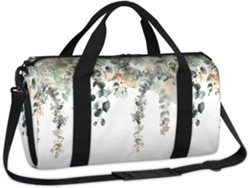 Bolsa deportiva con estampado de acuarela de flores de salvia y eucalipto, 45 x 21,5 x 23 cm, tejido de poliéster.