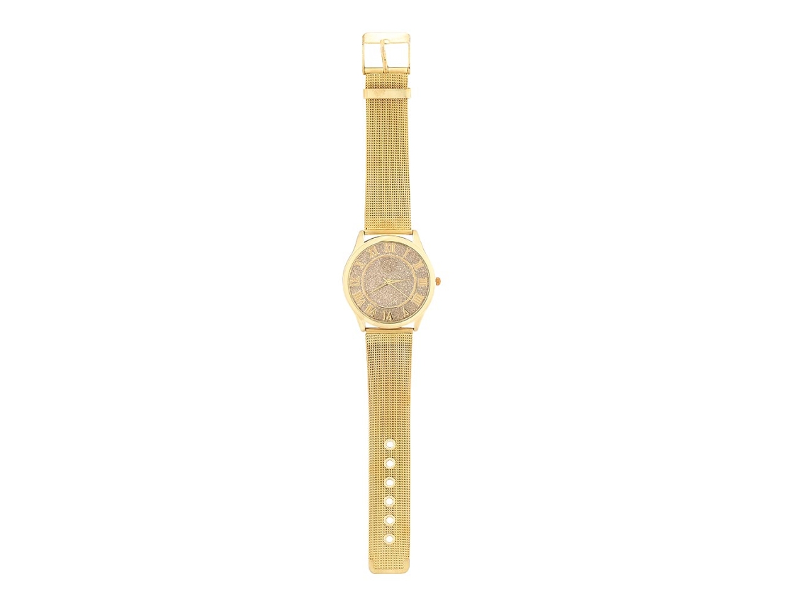 Reloj Analógico De Cuarzo Para Mujer Con Correa De Aleación Y Caja De Metal Dorado.