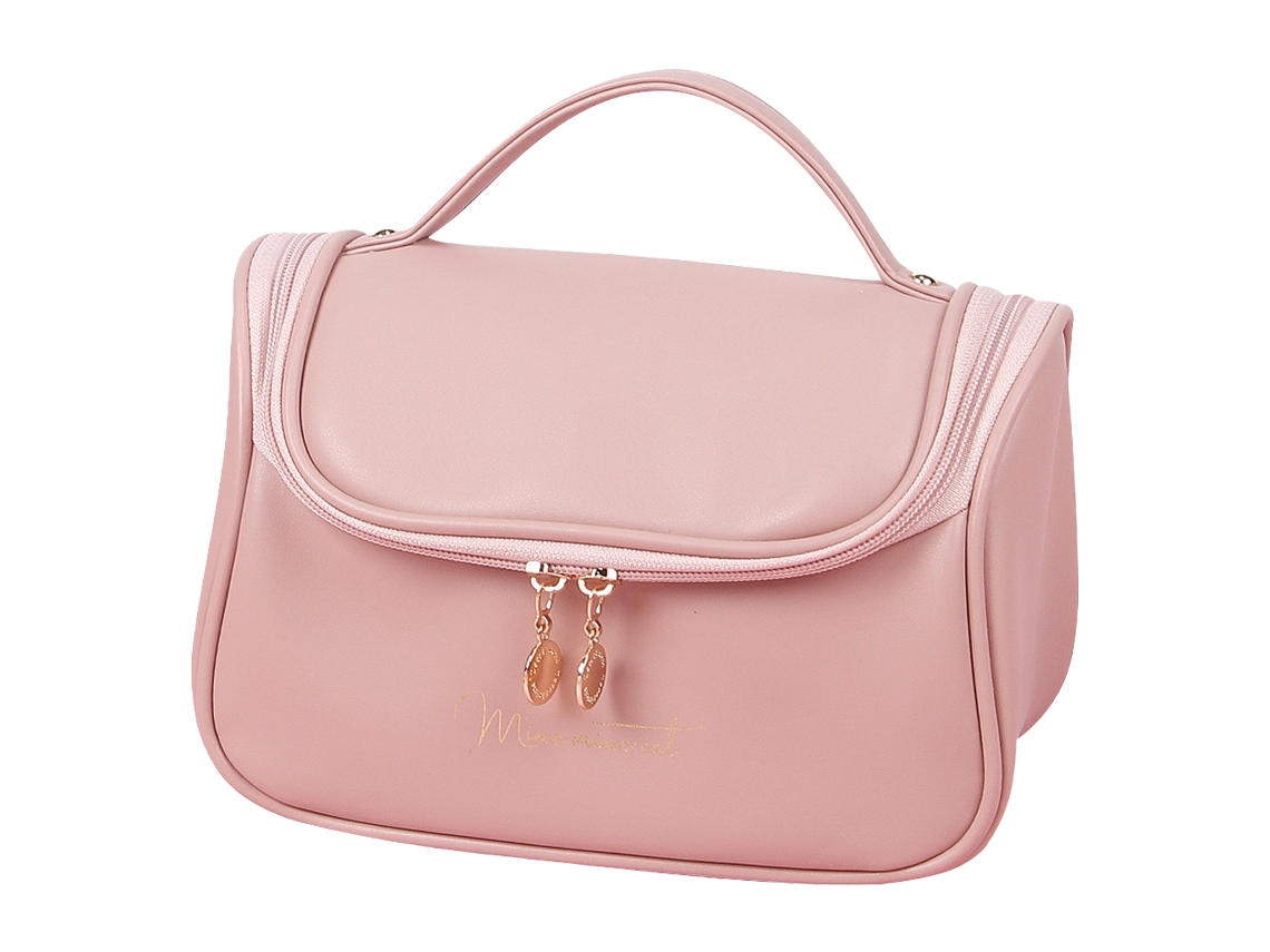 Bolsa De Viaje De Mujer Maquillaje Portátil Aseo Piel Sintética Rosa (22x14.5x13.5cm)