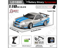 Coche de drifting RC 1/18 GTR R34, tracción trasera 2.4G, con giroscopio, carrocería de aleación metálica, modelo deportivo. Aeuzwr