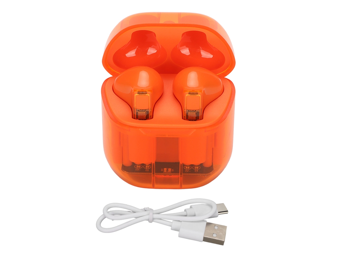 Auriculares Inalámbricos Bluetooth, Translúcidos, De Baja Latencia, Para Juegos Y Deportes, Color Naranja.