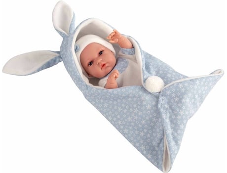 Muñeco ARIAS Elegance 33 cm Natal Azul con Manta Conejo (Edad Mínima: 0 Años - 24,5 x 15 x 40,5 cm)