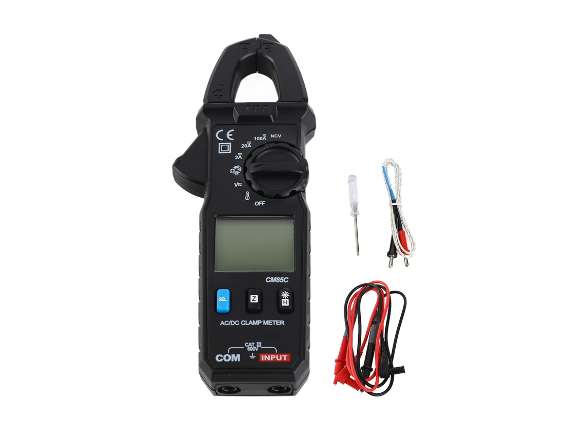 Mini Pinza Amperimétrica Con Rangos Automáticos, Pantalla Lcd Retroiluminada, 100 A 600 V, Medición De Corriente, Voltaje Y Temperatura.