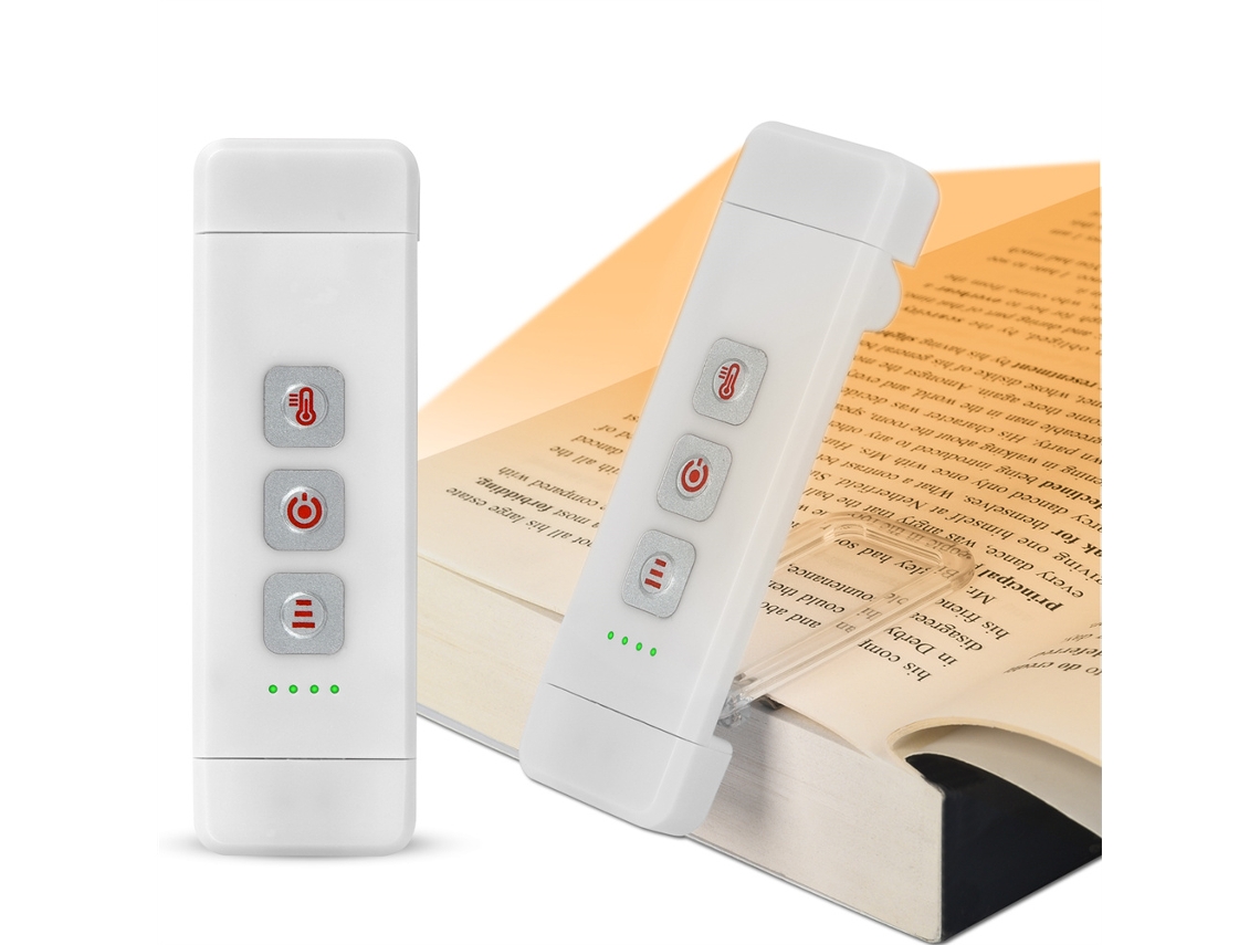 (blanco) Luz De Lectura Con Clip Y Temporizador, Mini Luz Led Para Libros Recargable Por Usb