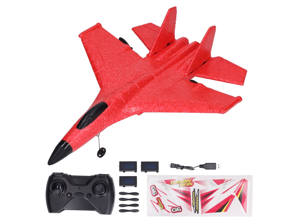 Avión Planeador Teledirigido Con Doble Motor, Resistente A Salpicaduras Y Caídas, Luces Led Rojas, 3 Pilas