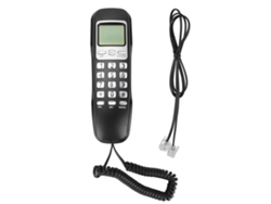 Teléfono Con Cable, Rellamada Y Pequeña Pantalla Lcd Para El Hogar Y La Oficina - Negro