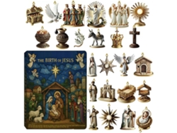 Calendario de Adviento con 24 colgantes que representan el nacimiento de Jesús, para adultos y adolescentes.