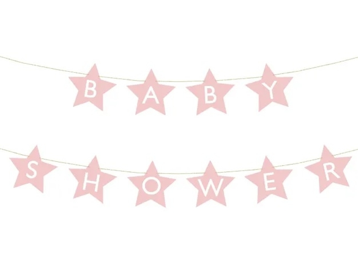 Cartel Publicitario Para Estrellas De Baby Shower Rosa Brillante 290 Cm X 16,5 Cm