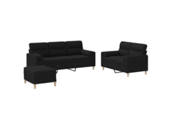 Maison Exclusive - Juego De Sofás Con Cojines 3 Piezas Tela Negro