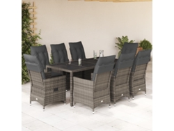 Conjunto de comedor de jardín DKD Home Decor de 9 piezas con cojines, ratán gris