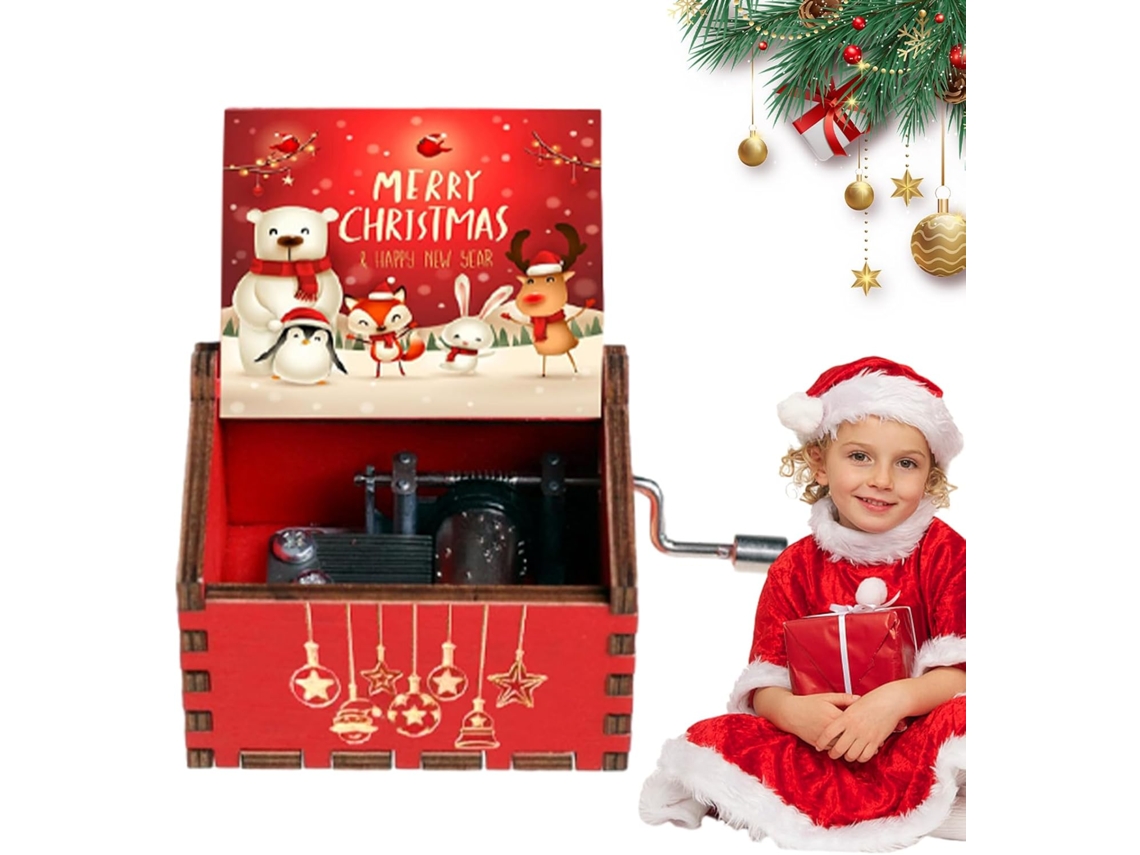 Música Retro Vintage Madera Manivelle Musique Adaptada Aniversario Acción Gracias Mères Caja Noël | Bois Fête