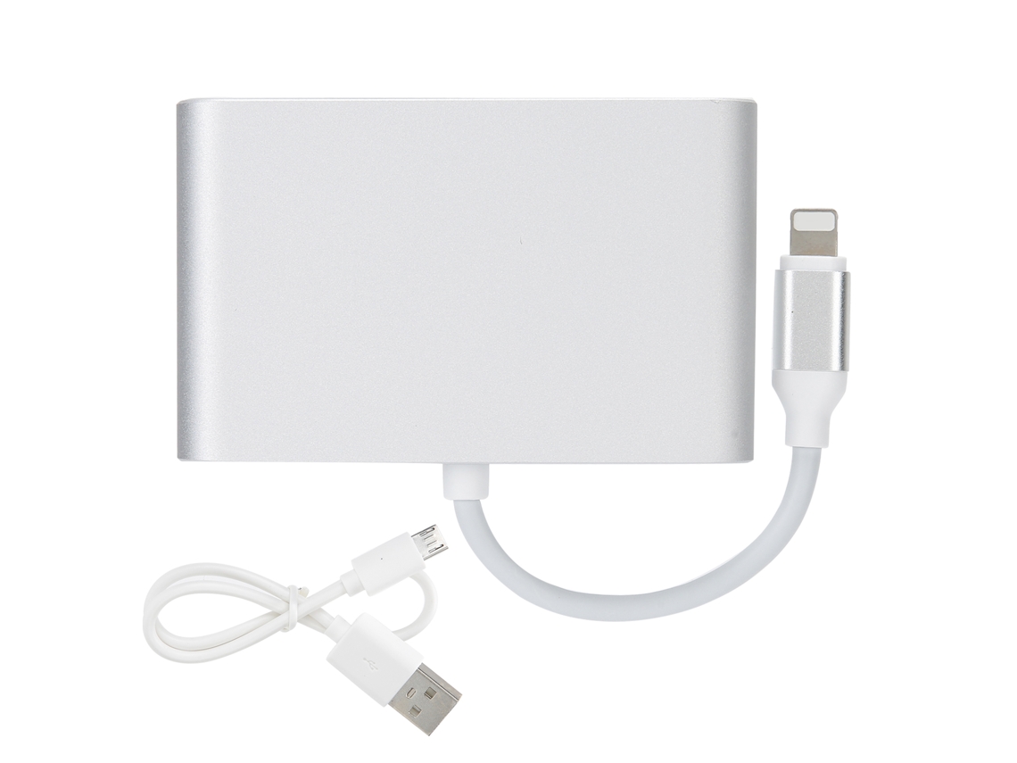 Adaptador De Interfaz Ios A Hdmi+vga+3.5mm Con Aleación De Aluminio Plateado