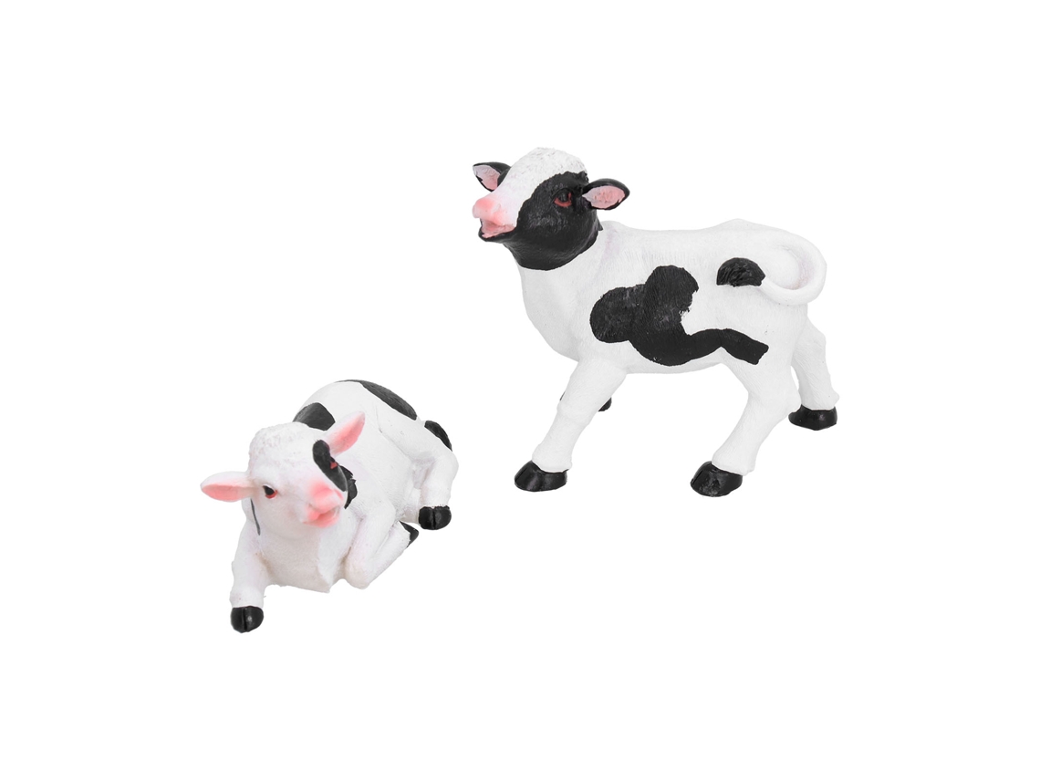 2 Figuras De Vaca De Resina: Adornos En Miniatura Para Jardín, Bonsái Y Decoración De Interiores.