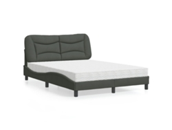 Cama Con Colchón Tela Gris Oscuro 120x200 Cm