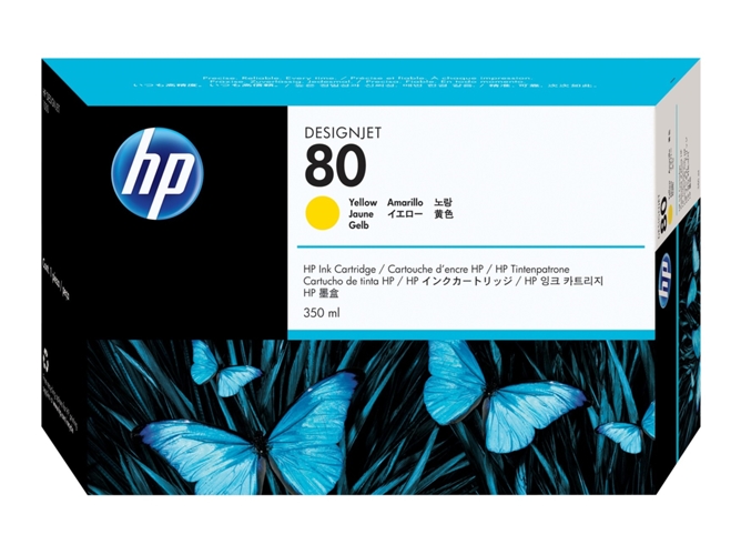 Cartucho de Tinta Original HP 80 de 350 Ml C4848A Amarillo para DesignJet 1050c, 1050c plus, 1055cm, 1055cm plus